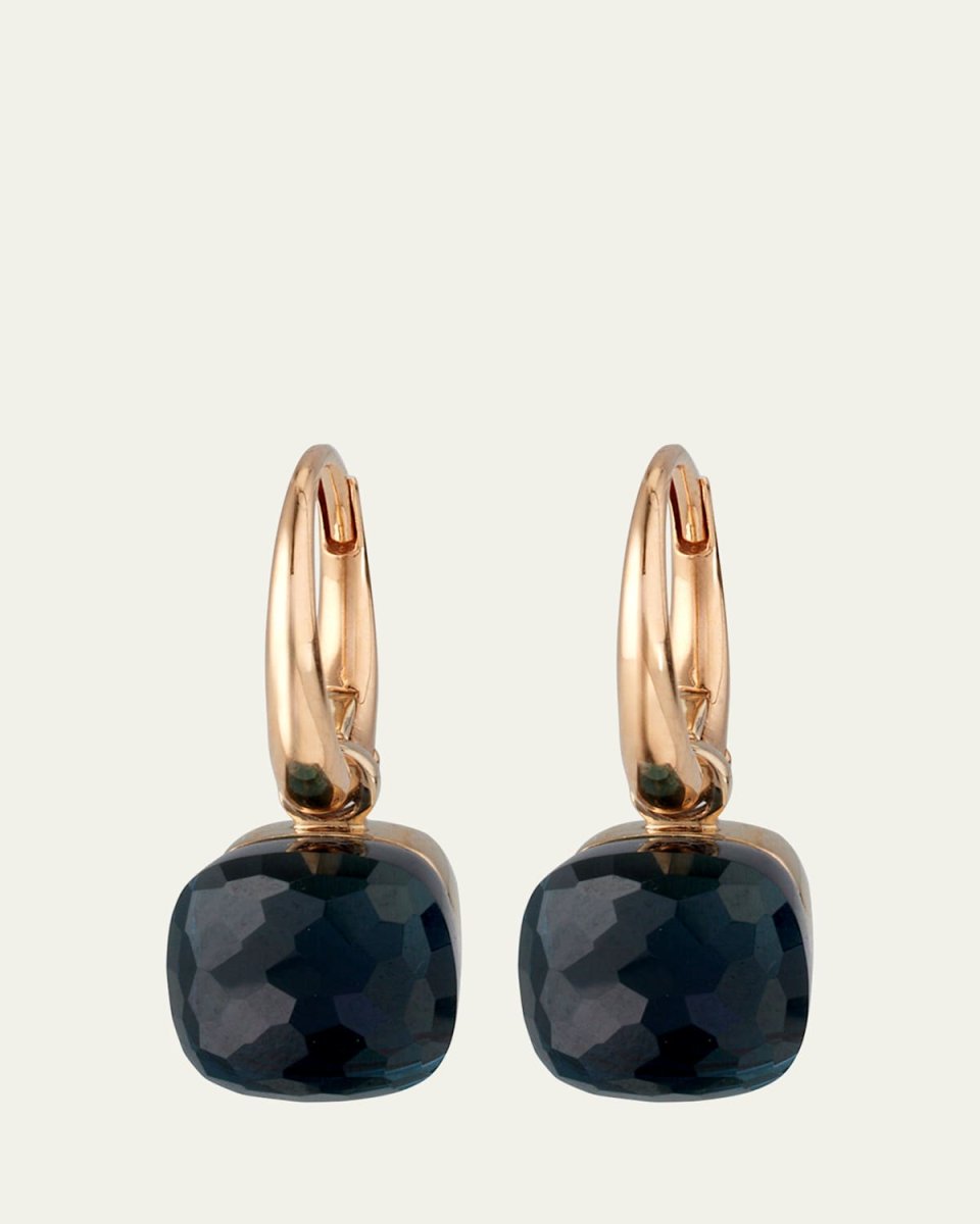 Nudo Small Rose Gold London Blue Topaz Drop Earrings